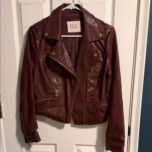 Thread & Supply Maroon Leather Jacket